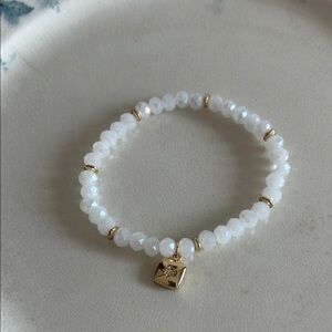 Altar’d State White Beaded Bracelet with Gold Accents